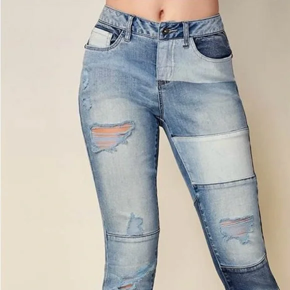 Distressed Patchwork Jeans - Picture 4 of 8